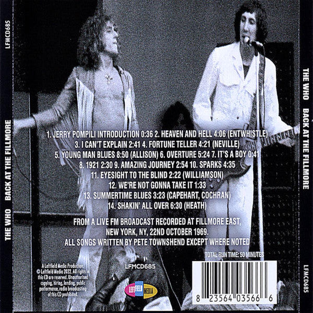 WHO – BACK AT THE FILLMORE – CD