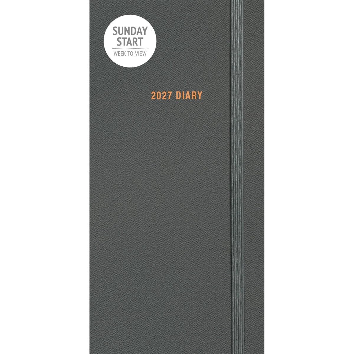Carousel Worldwide 2027 Sunday Start Charcoal Diary, Slim Week to View, Deluxe