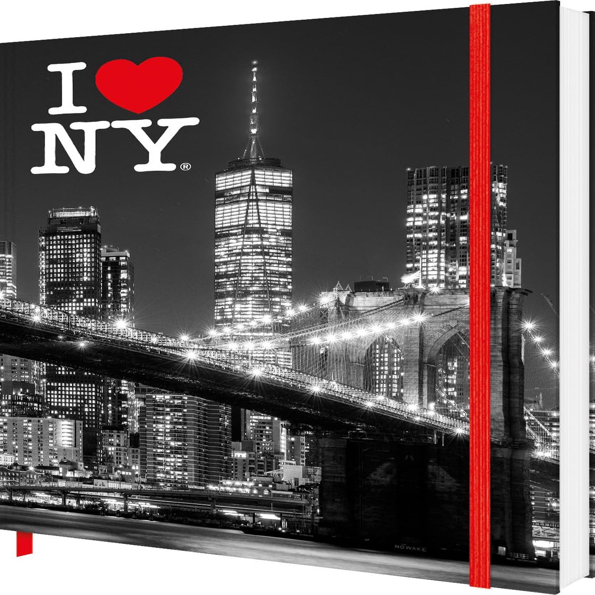 Carousel Worldwide I Love NY Notebook, New York City Themed Hardcover Notebook with Elastic Closure, Lined Pages Journal
