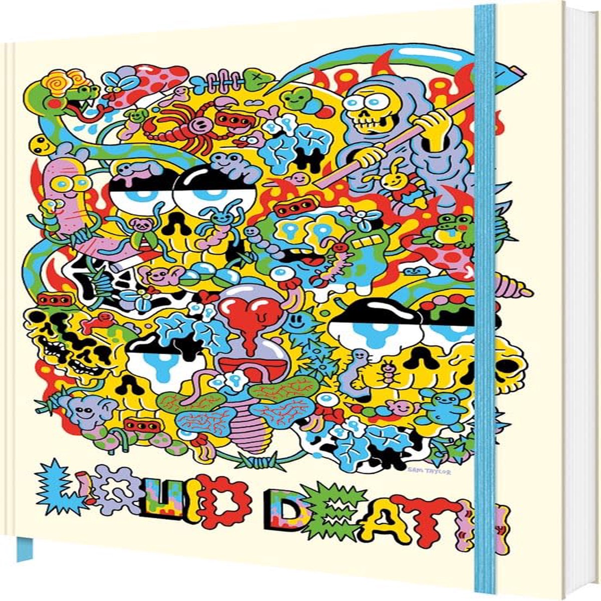 Carousel Worldwide Liquid Death Notebook, Bold Graphic Hardcover Notebook with Elastic Closure, Lined Pages Journal