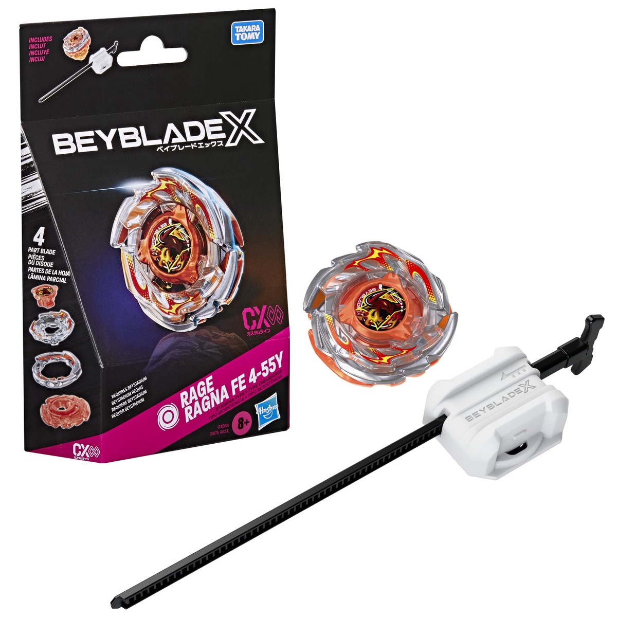 Beyblade X Rage Ragna FE 4-55Y CX Infinity Starter Pack Set, Takara Tomy Stamina Type Top and Launcher, Battling Tops Game Toys, Ages 8+
