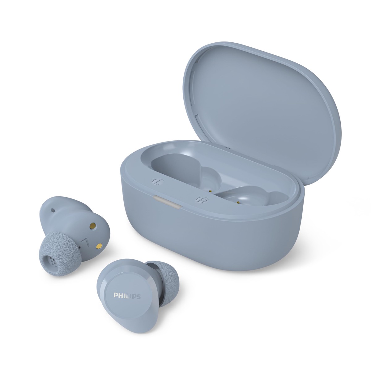Philips TAT2100LB Auricolari True Wireless Bluetooth 6.0, 36 ore di riproduzione, 4 mic per chiamate chiare, Resistenza agli schizzi IPX4, Alloggiamento tascabile per la ricarica