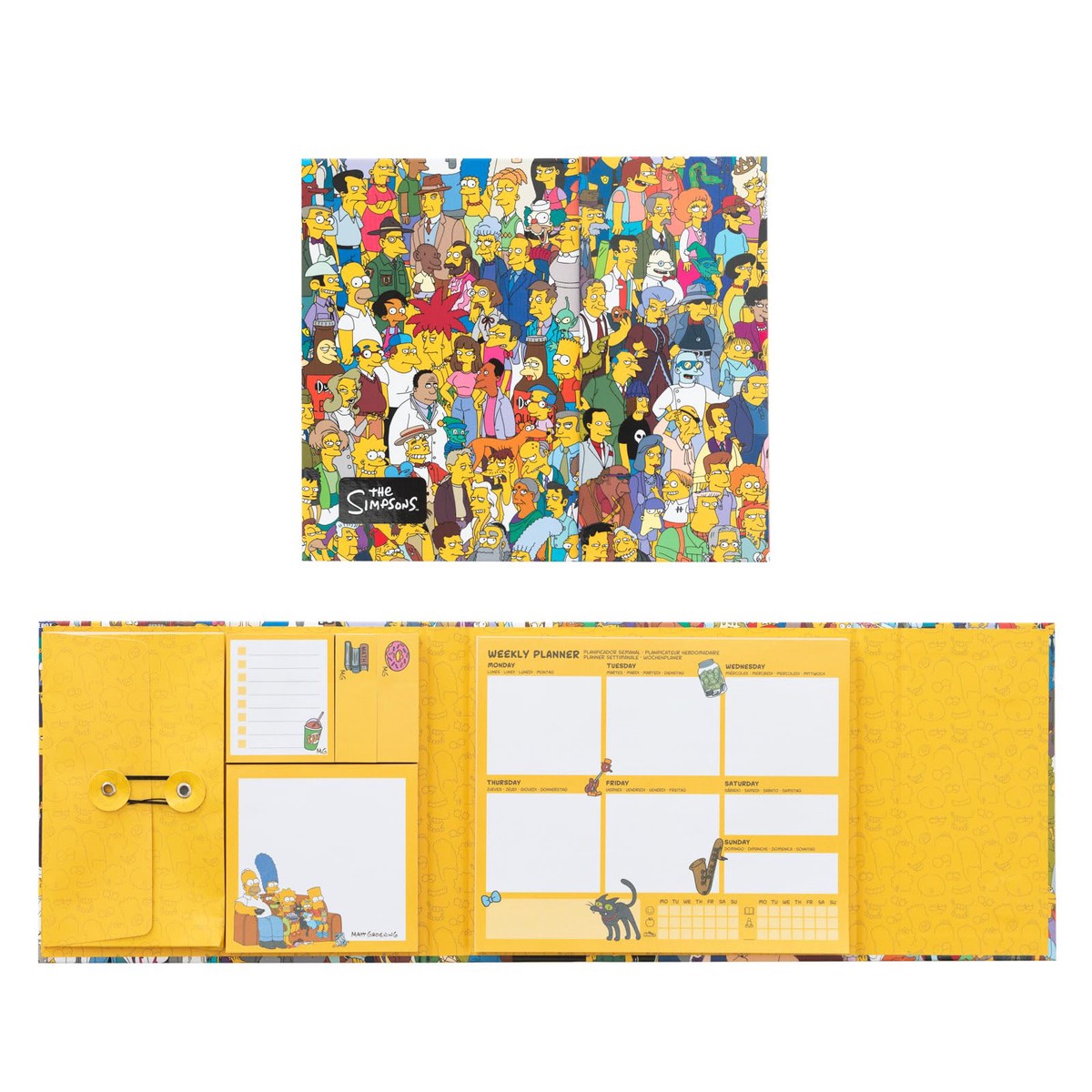 Grupo Erik I Simpsons Planner Settimanale con Block Notes e Sticky Notes
