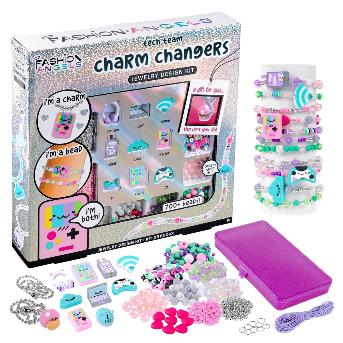 Fashion Angels Basic Fun Charm Changers Tech Team Jewelry Making Kit for Girls Includes 8 Cute Tech Charms, Beads & Necklace Create Friendship Bracelets & Necklaces Ages 6+