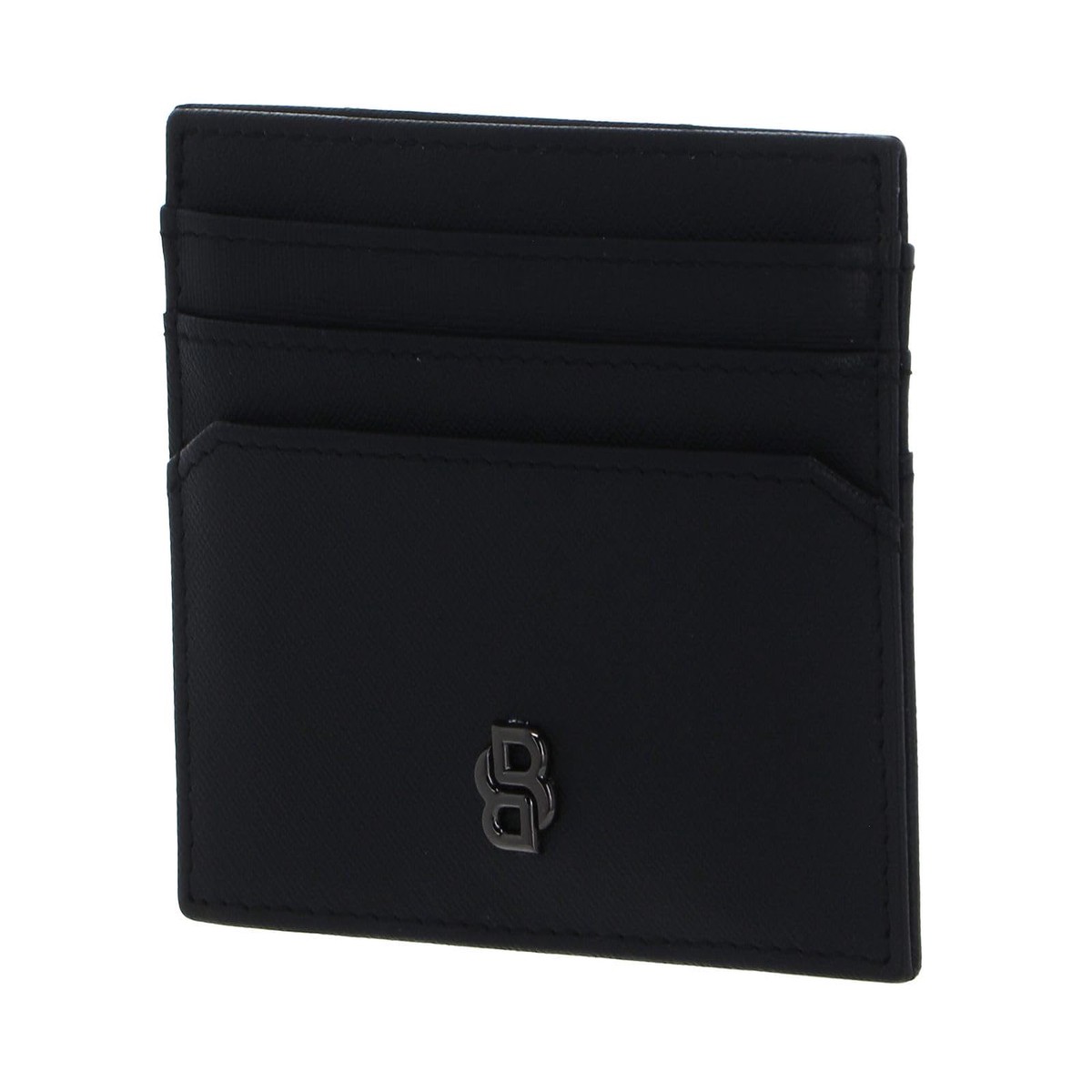 HUGO BOSS Leather Double B Card Holder Saffiano Black