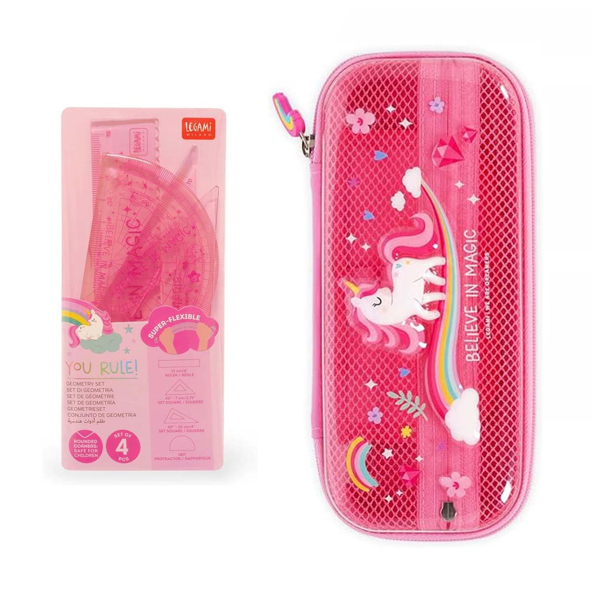 LEGAMI Geometry Set You Rule Unicorn Wonderwow Pencil Case