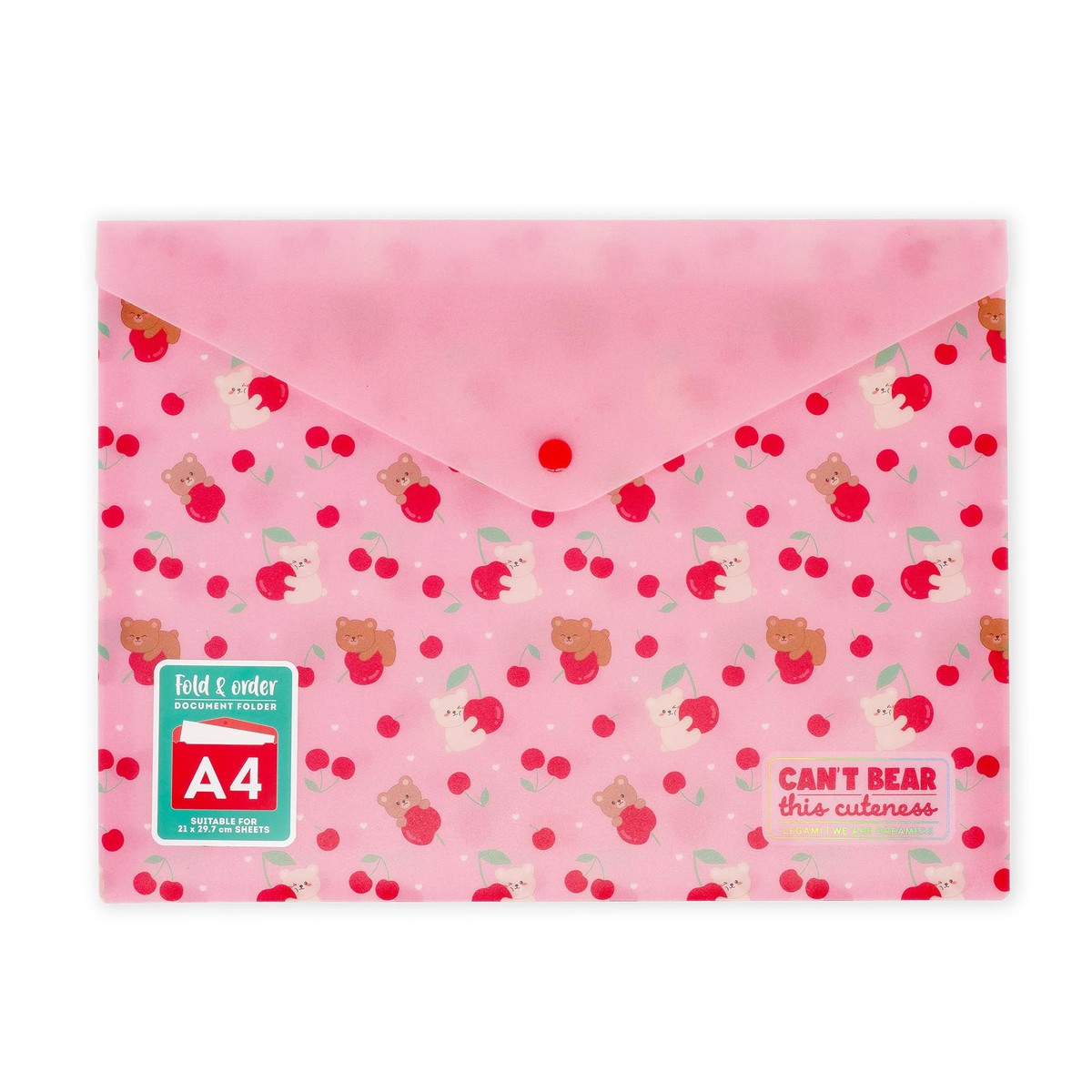 LEGAMI Fold & Order Document Folder – Teddy Bear – Cherry