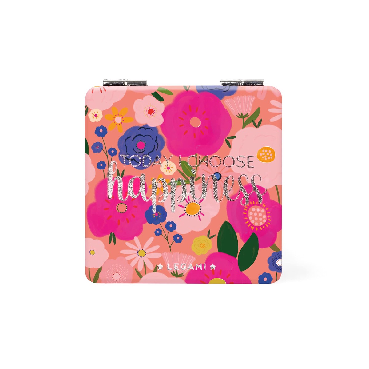 Legami – Nice To See You, 6 x 6 cm, Plastic, Flower Theme, with Magnifying Mirror, Ideal for Handbag and Travel