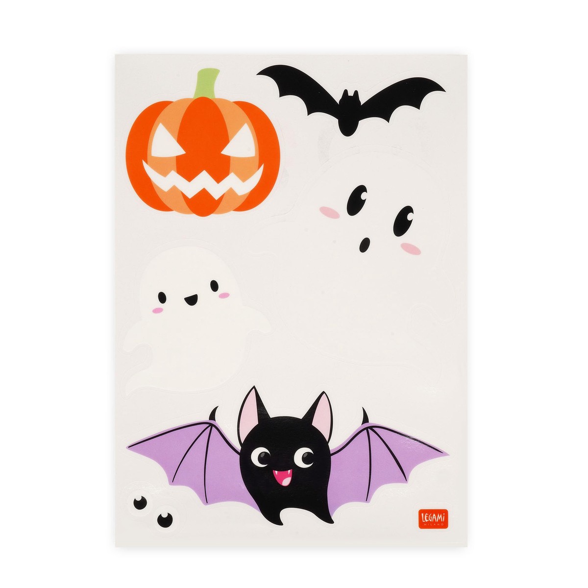 Legami – Set of 35 Halloween Window Stickers, Electrostatic Stickers, Window Decorations, Horror Window Decorations, Reusable and Reusable, Black