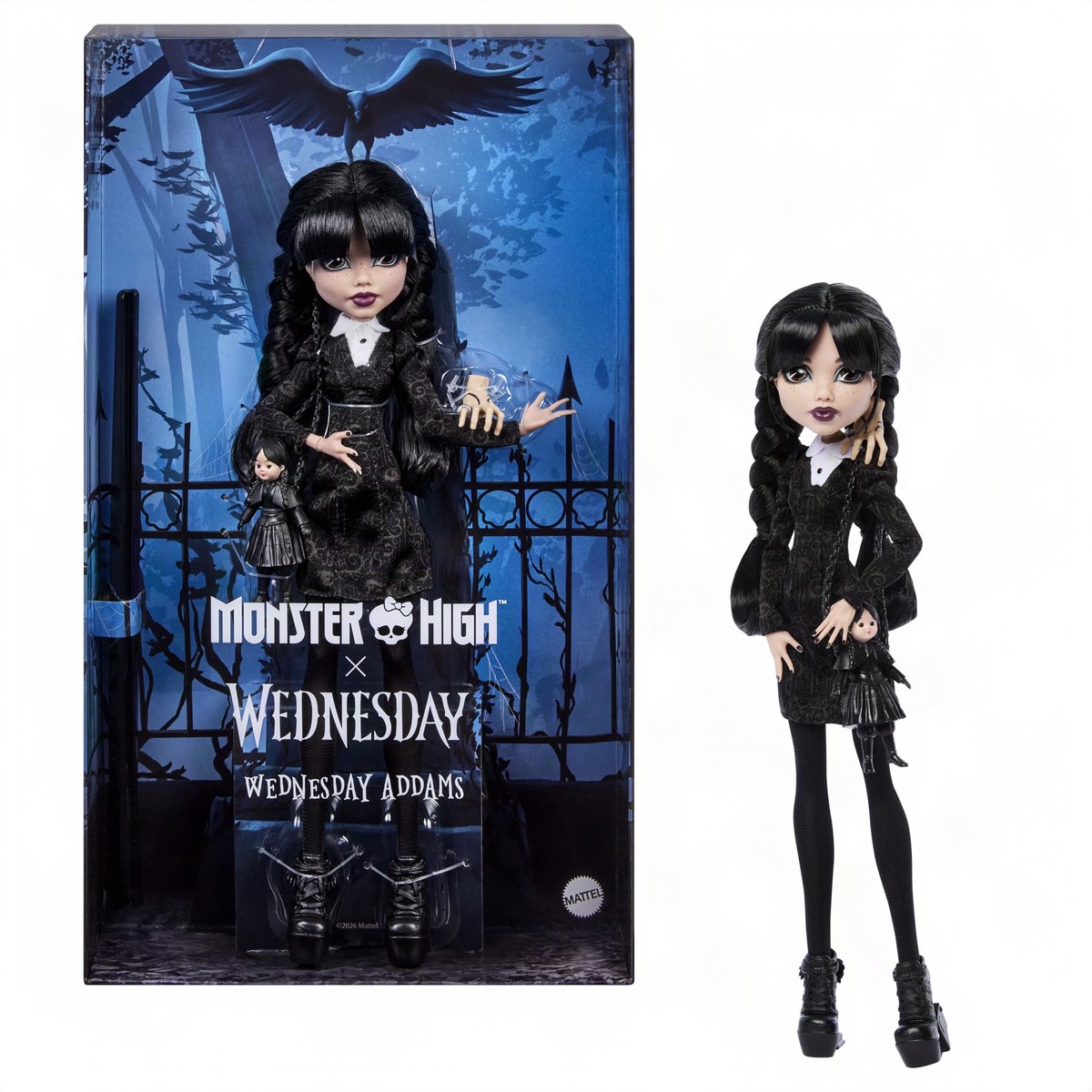 Monster High x Wednesday Addams Doll in Black Dress