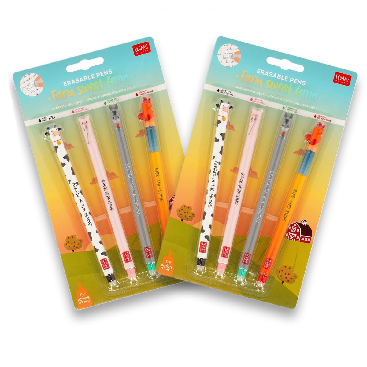 LEGAMI Erasable Gel Pens: Lovely Farm – Pack of 4