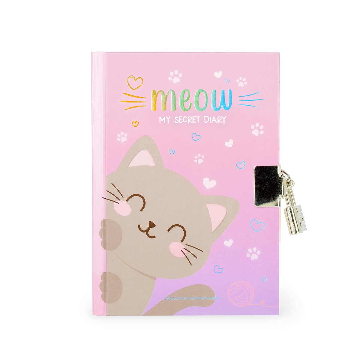 Legami – Secret Diary with Lock, 328 Pages, with Page Marker, in Certified Paper, 11 x 15.5 cm, Kitty Theme