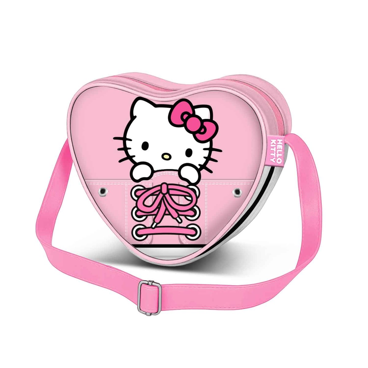 Hello Kitty Sneakers-Casual Heart Crossbody Bag, Pink 21 x 15.5 cm