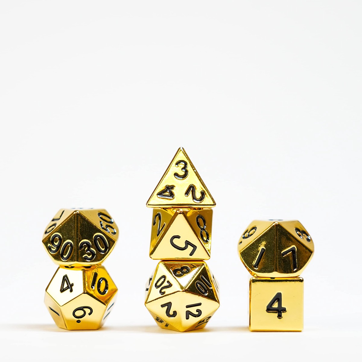 FanRoll by Metallic Dice Games 16mm Metal Polyhedral DND Dice Set: Gold, Role Playing Game Dice for Dungeons and Dragons