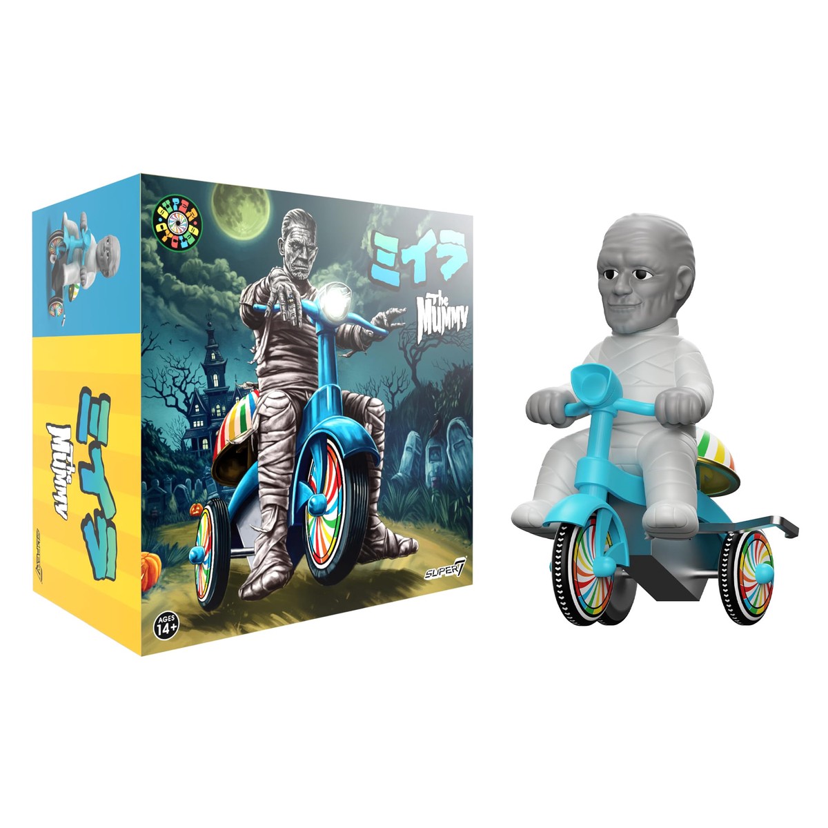 Super7 Universal Monsters Super Cycles – The Mummy (Light Grey w/Blue Trike) Action Figure