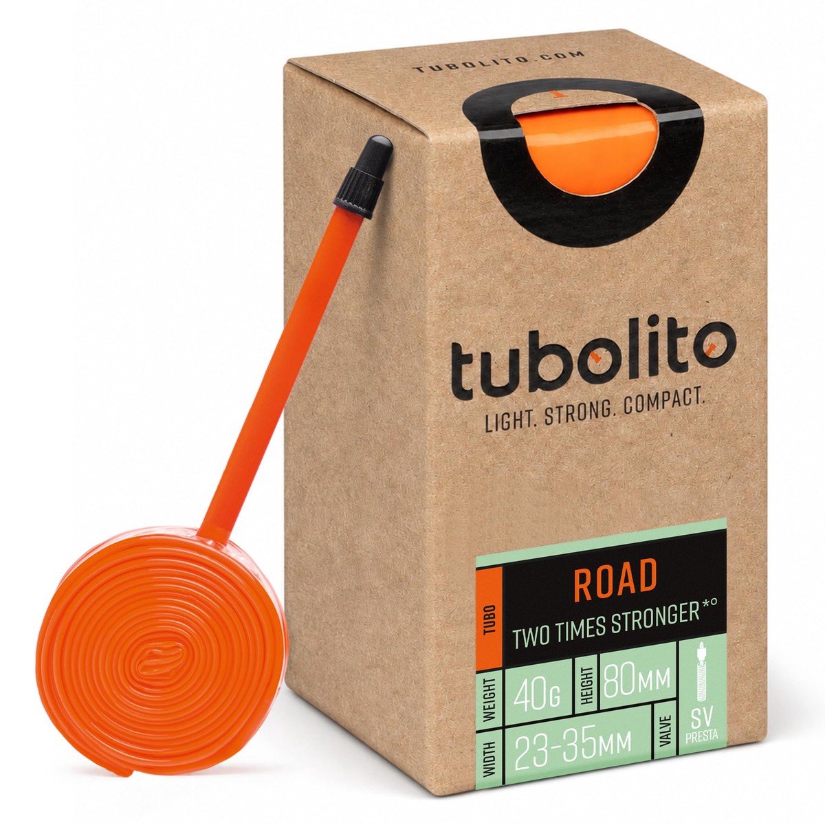Tubolito Tubo Road 622 x 23-35mm Bike Inner Tube, Lightweight TPU, 80mm Presta Valve for Deep Section Rims, Puncture Resistant, 40g, Orange, for Road Bikes with Disc & Rim Brakes