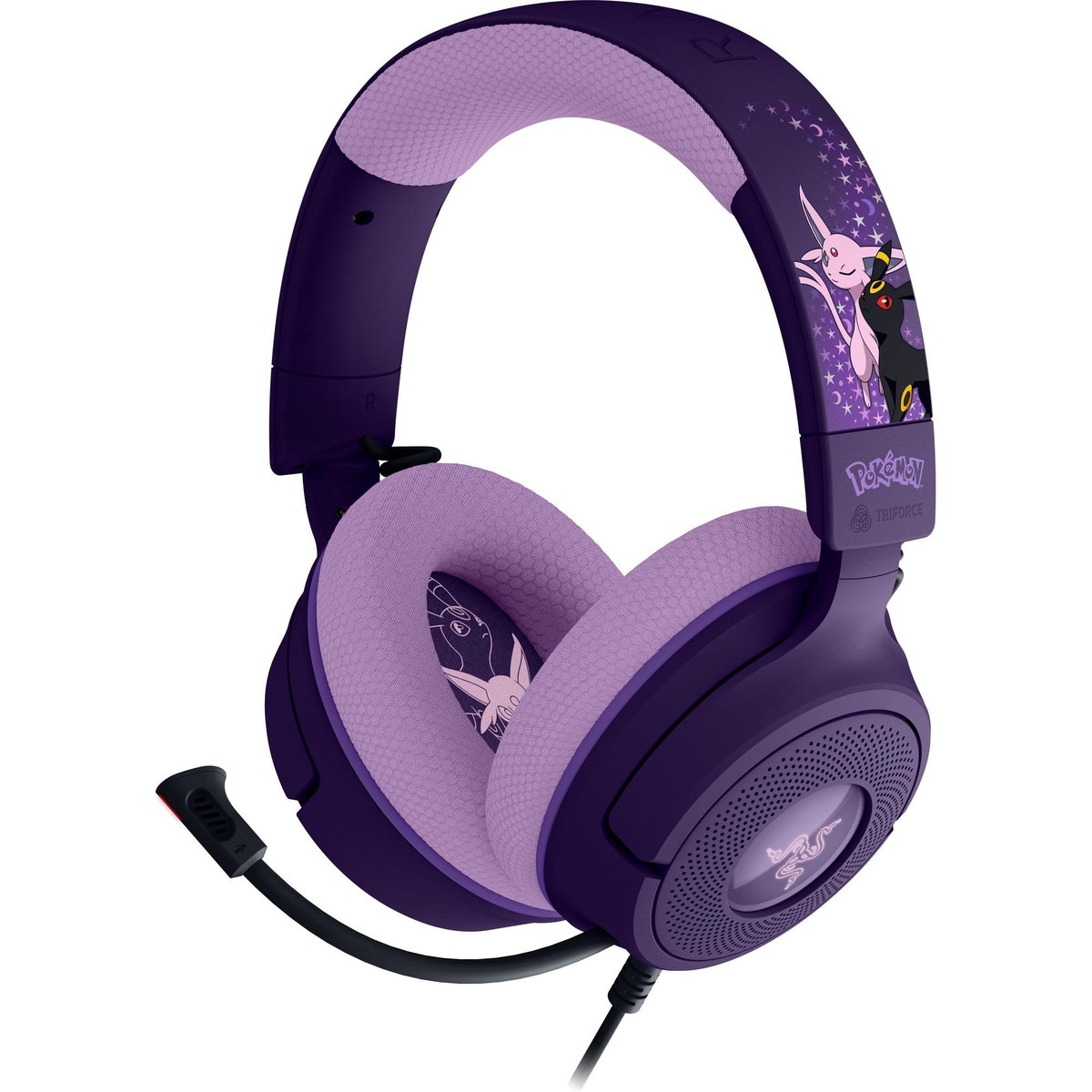 Razer Kraken V4 X Pokmon Espeon & Umbreon Edition – Bedrade USB-gamingheadset – TriForce 40 mm-drivers – Intrekbare cardiode microfoon – Surroundgeluid – Chroma RGB