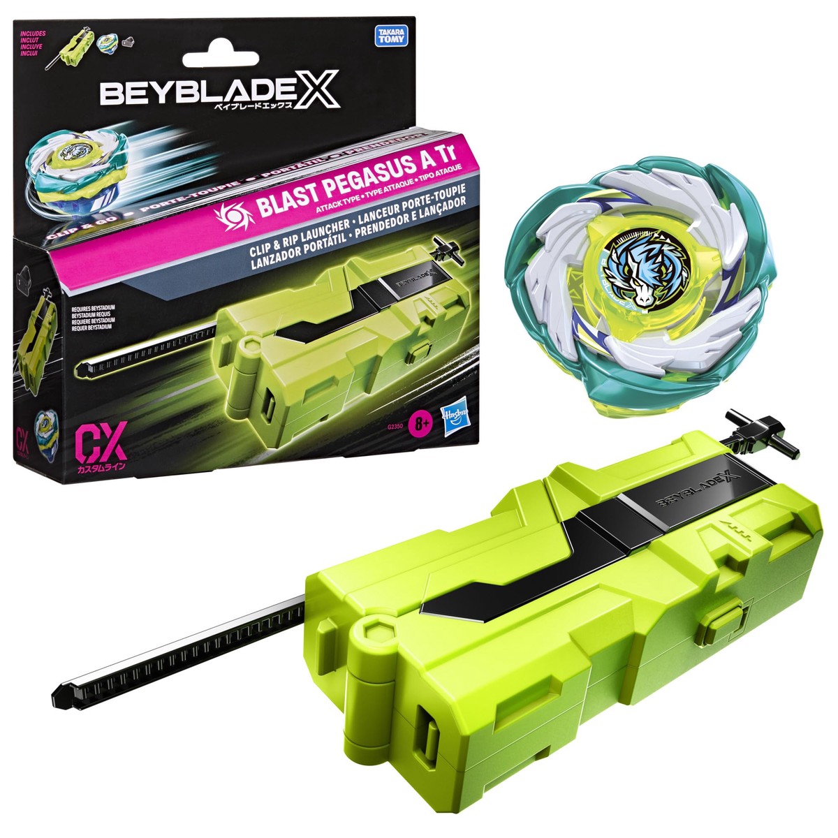 Beyblade X Clip & Rip Launcher with Takara Tomy Attack Type Top Right-Spinning Top Toy, Battling Tops Game Toys, Ages 8+