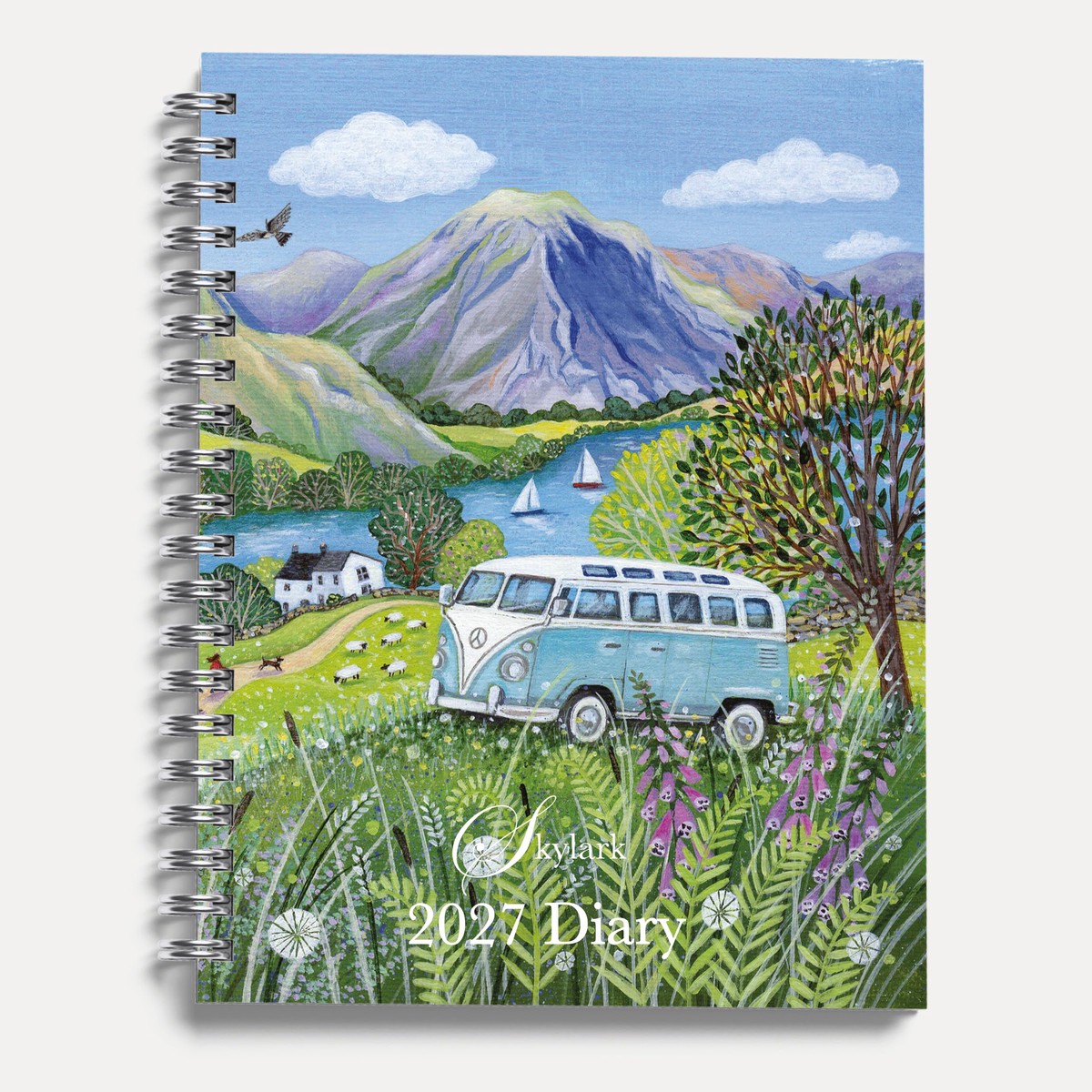 Skylark Campervan 2027 A5 Spiral Diary, Week to View Planner – Hardcover With Elastic Closure, Ribbon Marker – 160mm x 196mm – By Red Robin Publishing