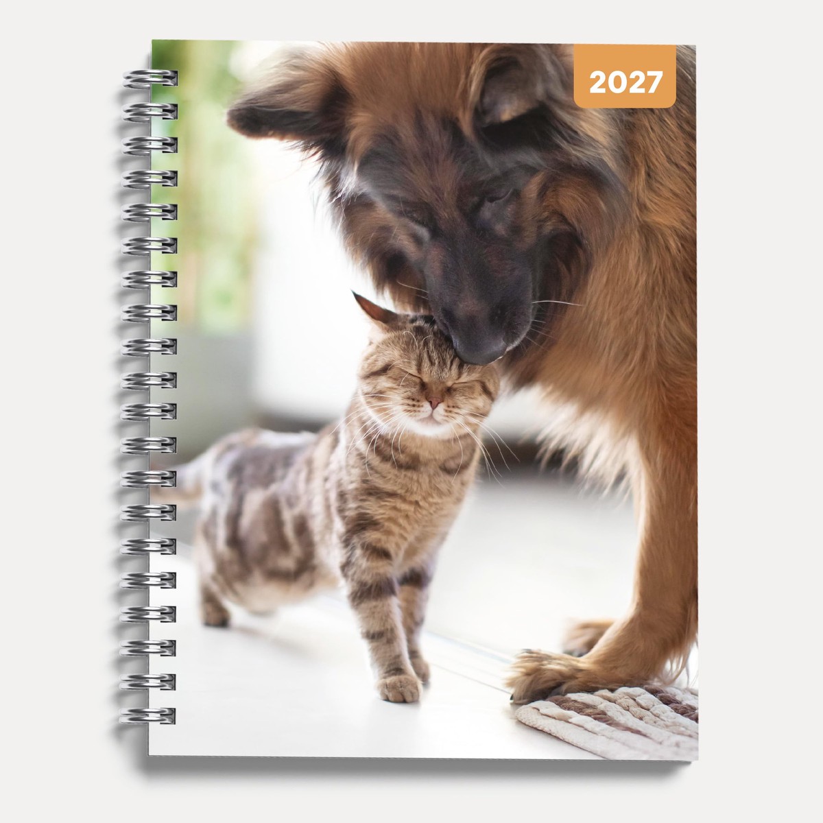 Cats & Dogs 2027 A5 Spiral Diary, Week to View Planner – Hardcover With Elastic Closure, Ribbon Marker – 160mm x 196mm – By Red Robin Publishing