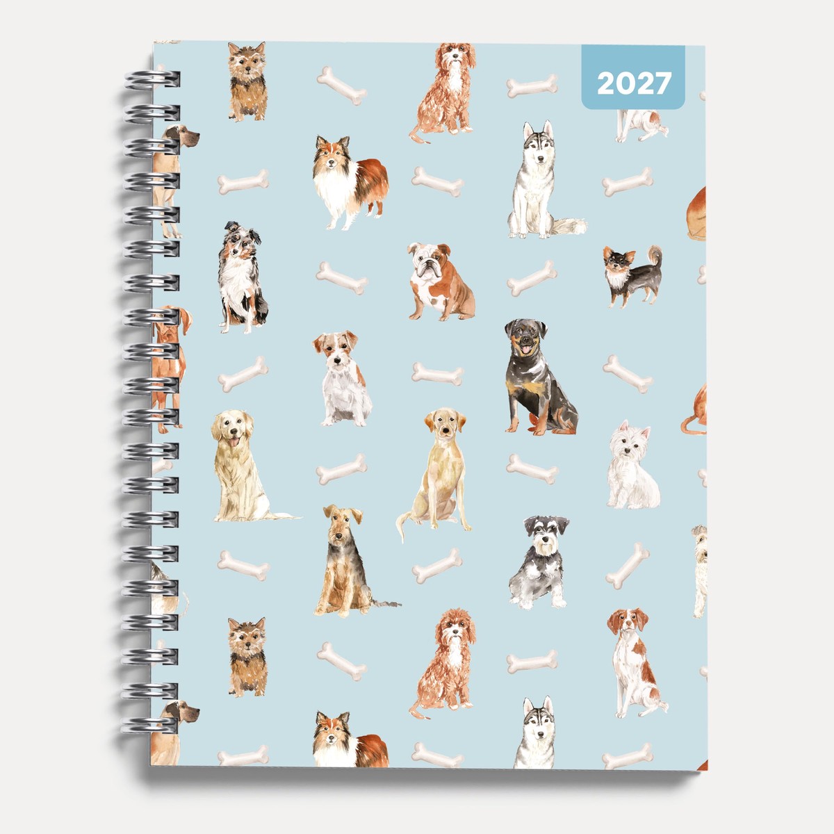 Muddy Paws 2027 A5 Spiral Diary, Week to View Planner – Hardcover With Elastic Closure, Ribbon Marker – 160mm x 196mm – By Red Robin Publishing