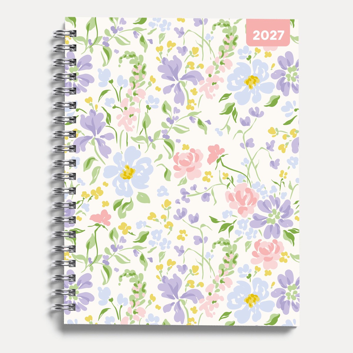 Romantic Flora 2027 A5 Spiral Diary, Week to View Planner – Hardcover With Elastic Closure, Ribbon Marker – 160mm x 196mm – By Red Robin Publishing