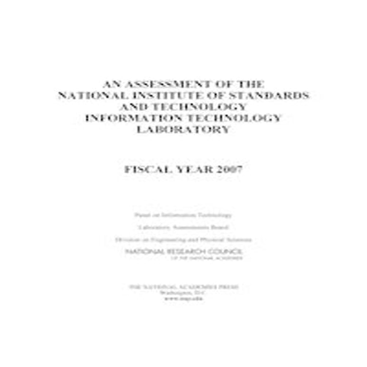 An Assessment of the National Institute of Standards and Technology Information Technology Laboratory