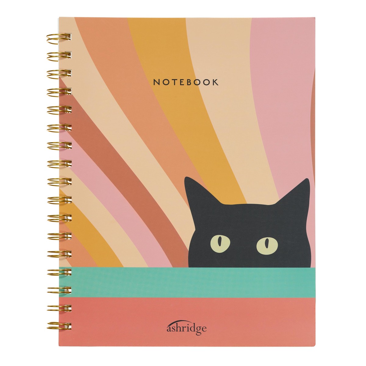 Wiro-Bound Lined Notebook Retro Cat Design with Cream 196 Pages