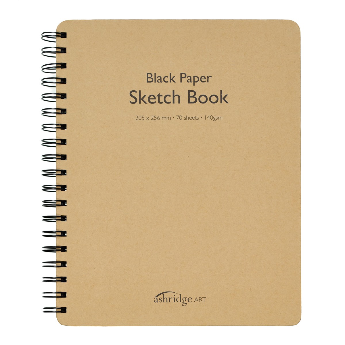 Ashridge Arts & Crafts Black Paper Sketch Book 70 Sheets, 140gsm Spiral Bound 205 x 256mm Ideal for Metallic, Gel & Pastel Pens Premium Acid-Free Drawing Paper