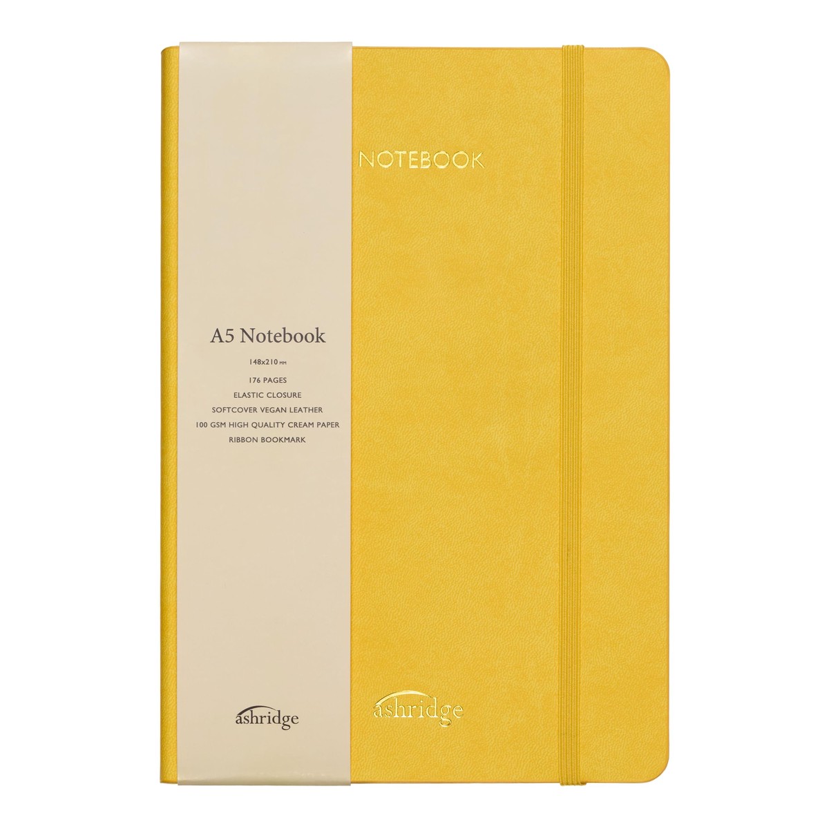 Yellow Softcover Notebook Multicolour Edge, Vegan Leather, A5, 176 Pages