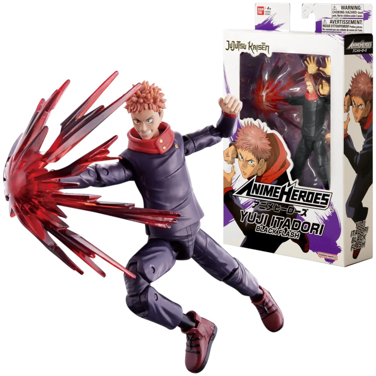 BANDAI Anime Heroes 17cm Jujutsu Kaisen Yuji Itadori Black Flash Figure
