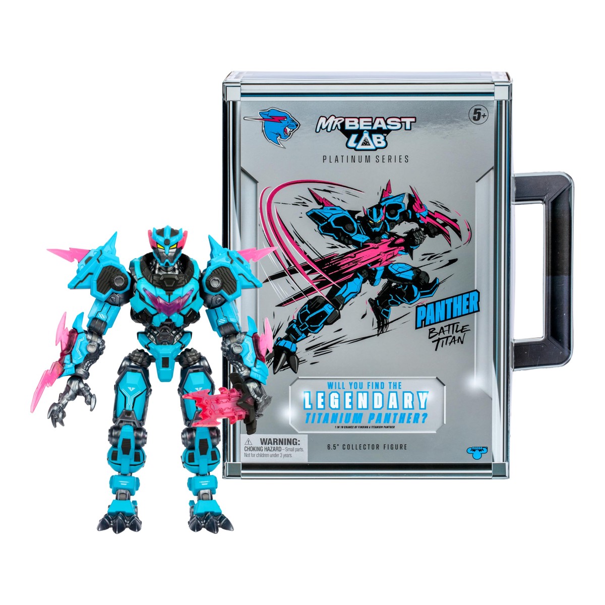 MrBeast Lab Platinum Series 6.5 (16.5cm) Panther Battle Titan Collector Figure, Extreme Detailing, Premium Packaging, 35 Points Of Articulation, Will You Discover A Legendary Titanium Pant
