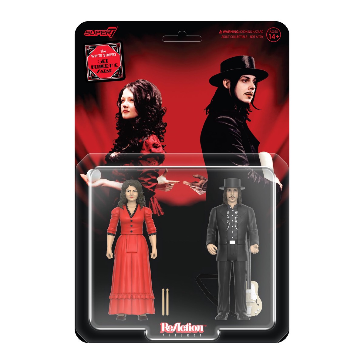 Super7 Reaction Figure The White Stripes Get Behind Me Satan – (2 Pack) 3.75″ The White Stripes Action Figure with Accessories – Indie Rock Collectibles and Retro Toys