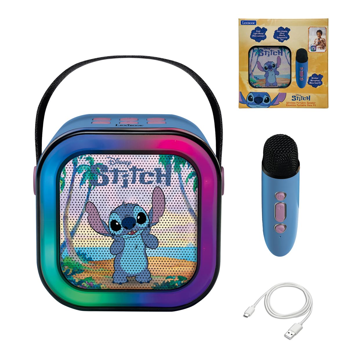 Lexibook, Stitch, Karaoke-Lautsprecher, Funkmikro/Licht, Blau, BTC020D