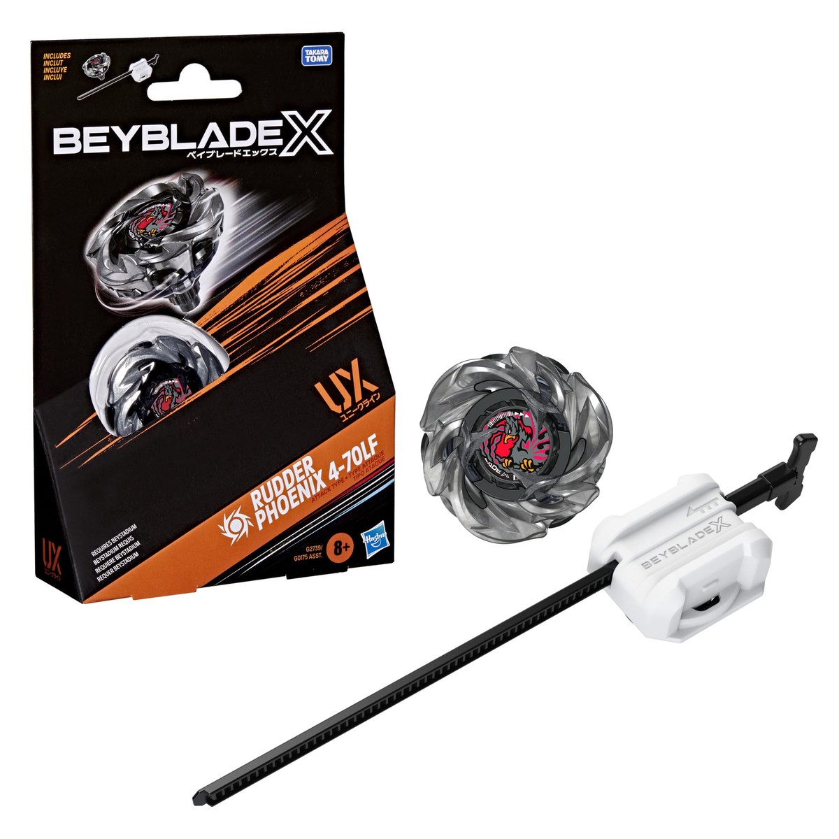 Beyblade X Rudder Phoenix 4-70LF UX Starter Pack Set with Takara Tomy Attack Type Top and Launcher, Battling Tops Game Toys, Ages 8+