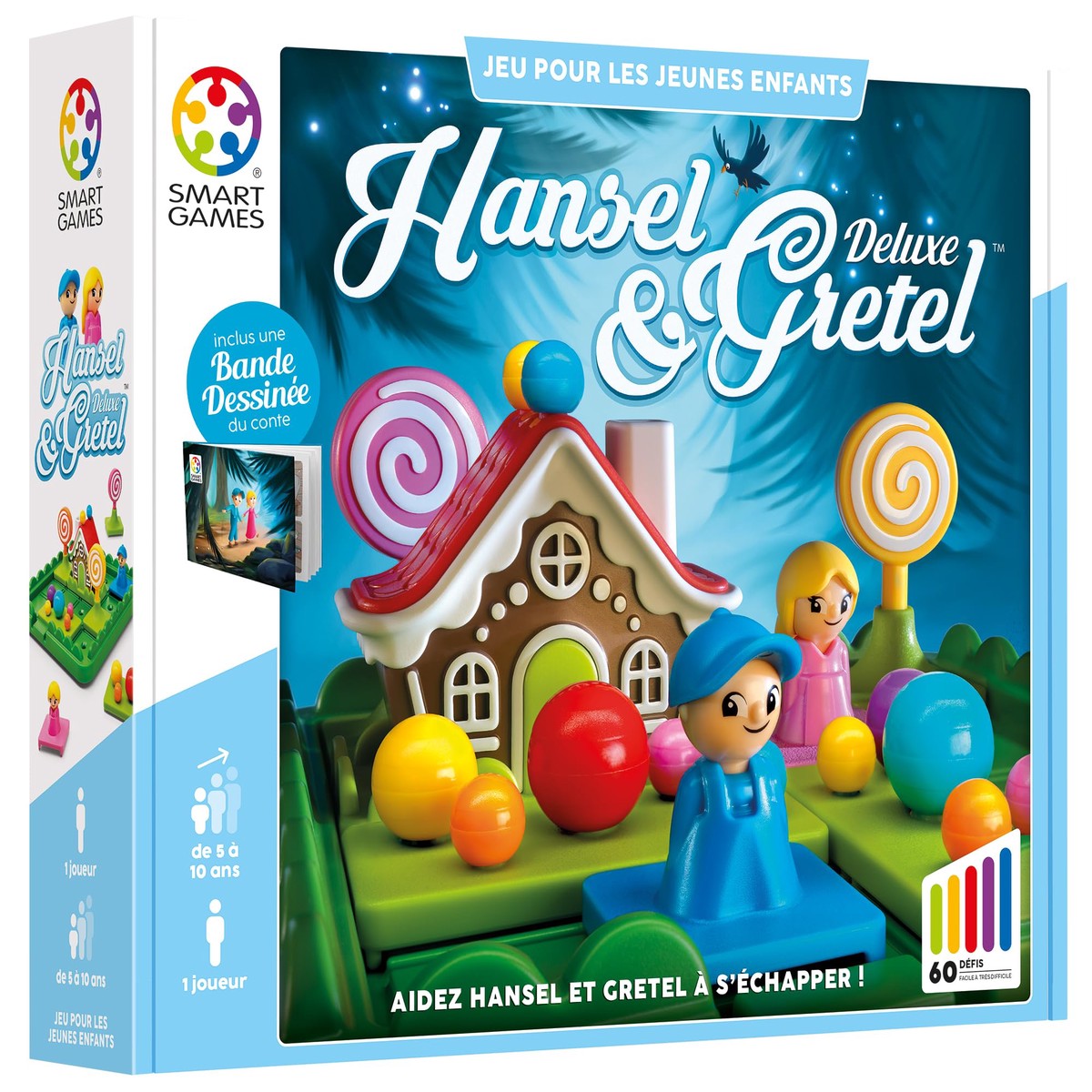 SmartGames Hansel et Gretel SG 028 FR Deluxe Fairy Tale Educatief Denken Spel Logica en Reflectie 60 Uitdagingen op meerdere niveaus 1 Speler Frans