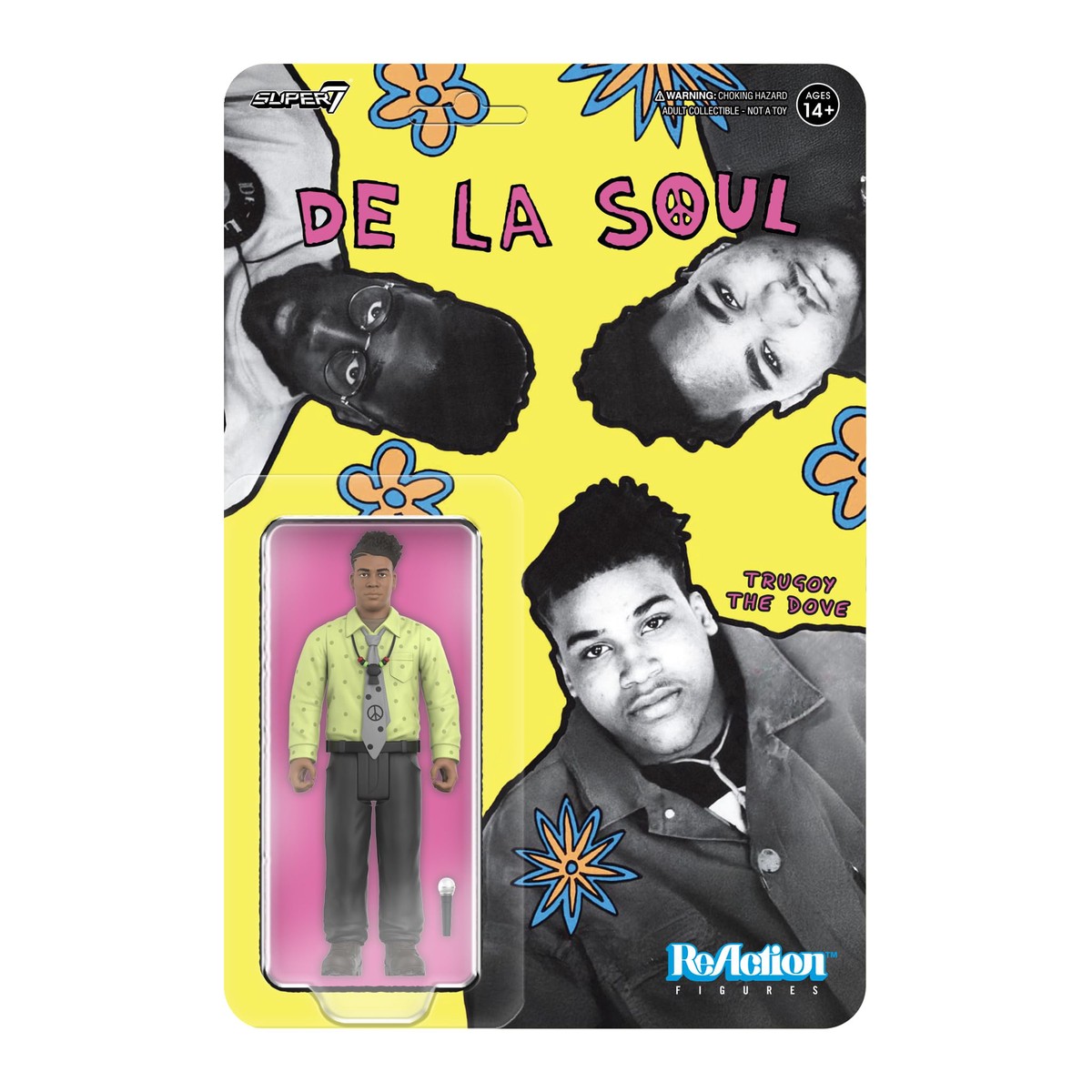 Super7 Reaction Figure De La Soul David Trugoy the Dove Jolicoeur (Me, Myself & I) – 3.75″ De La Soul Action Figure with Accessory – Hip Hop Collectibles and Retro Toys