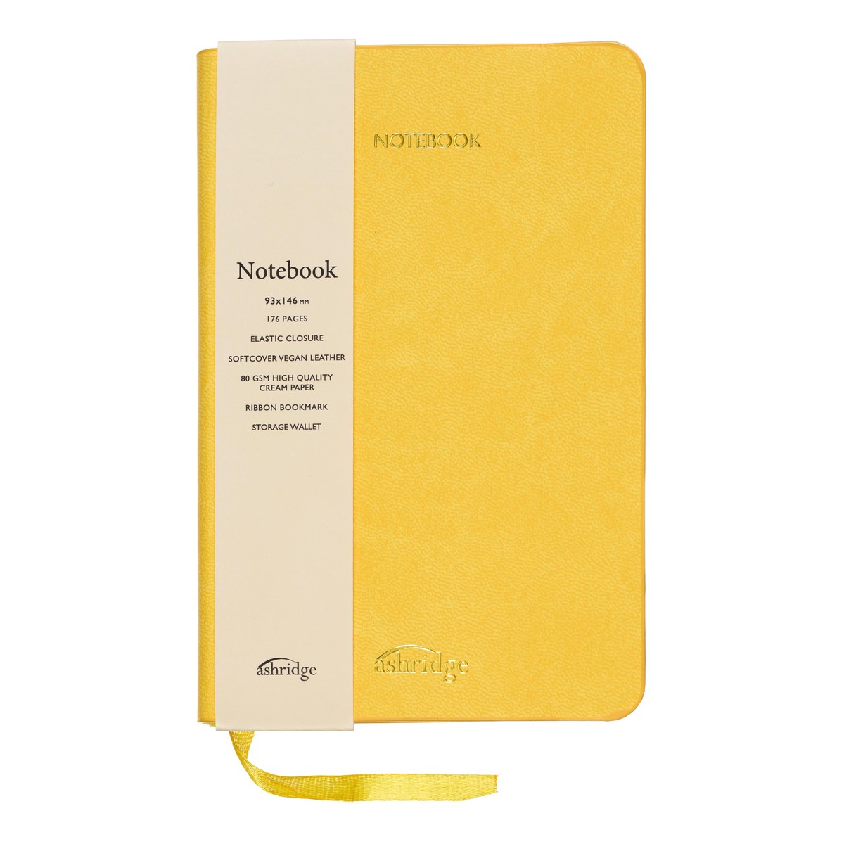 Yellow Softcover Notebook Multicolour Edge, Vegan Leather, 93x146mm, 176 Pages