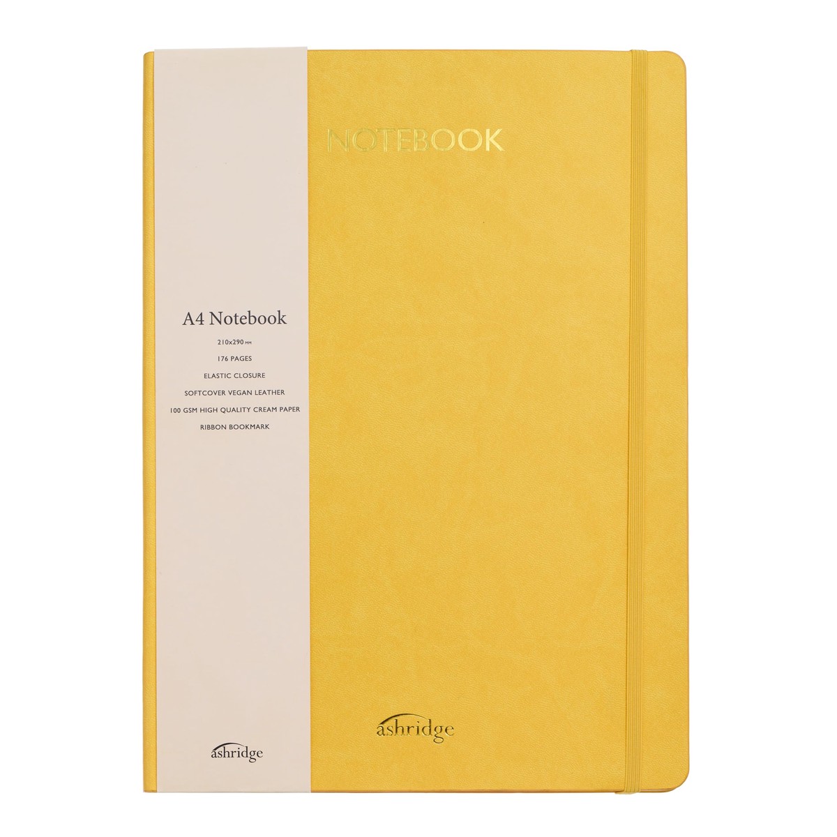 Yellow Softcover Notebook Multicolour Edge, Vegan Leather, A4, 176 Pages