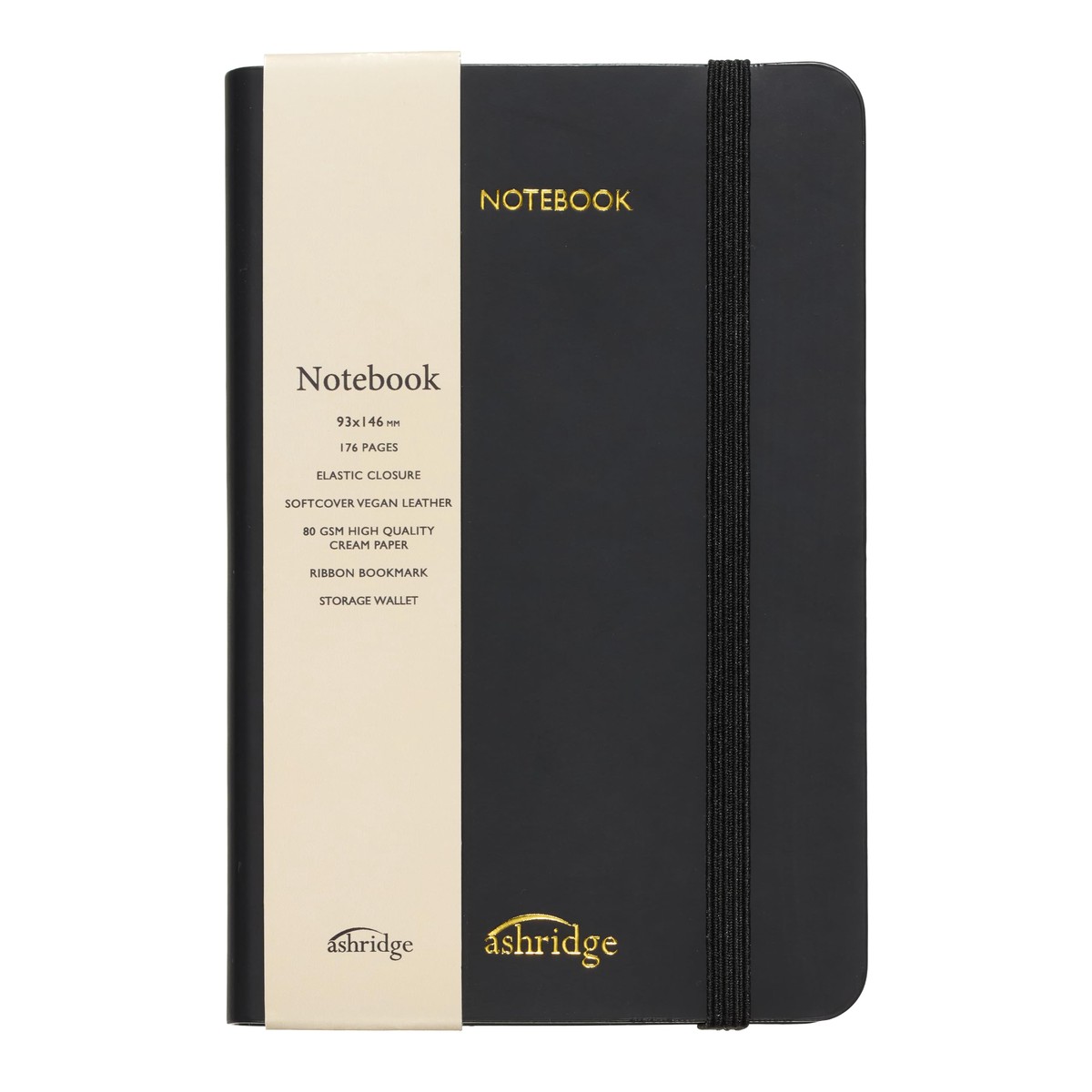 Black Softcover Notebook Multicolour Edge, Vegan Leather, 93x146mm, 176 Pages