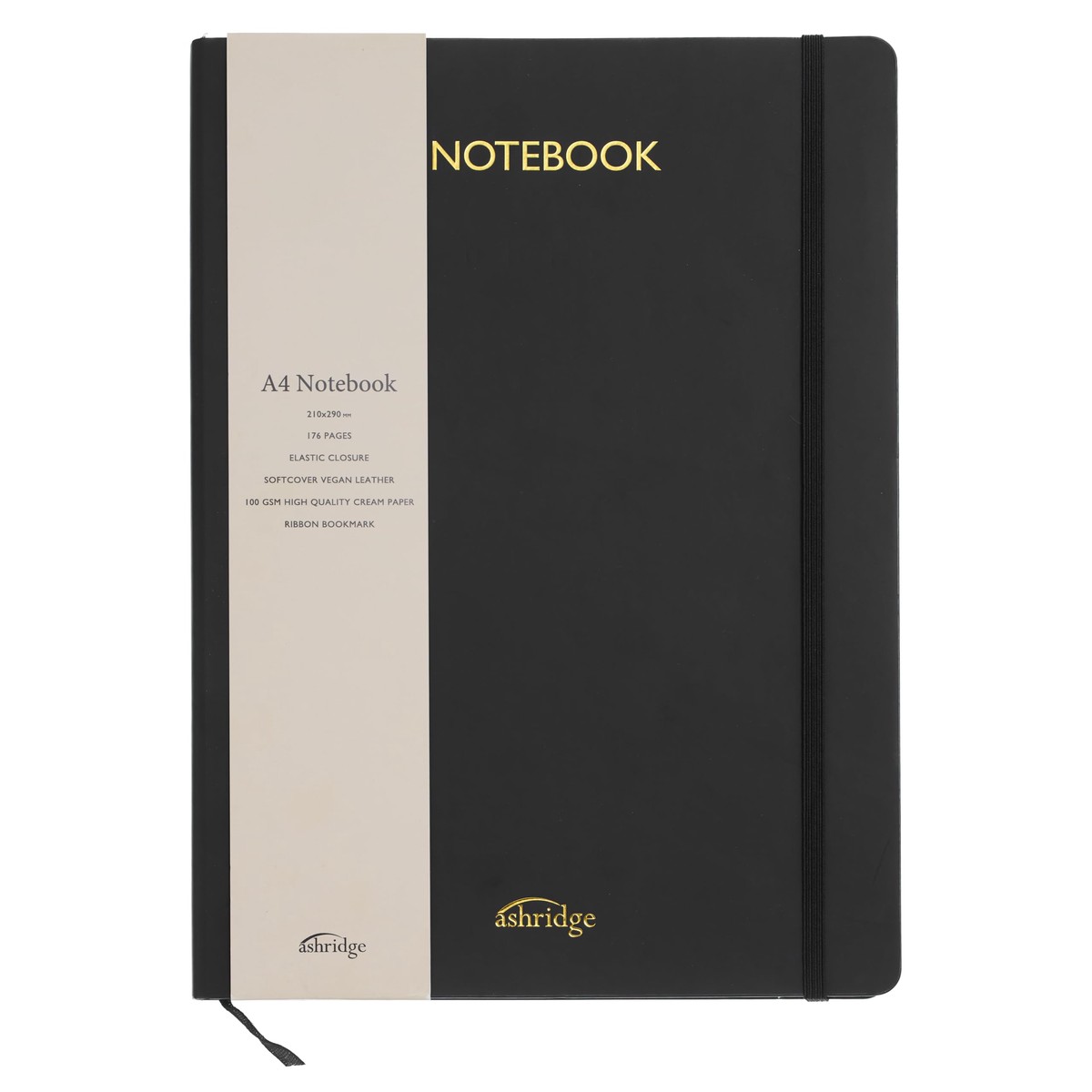 Black Softcover Notebook Multicolour Edge, Vegan Leather, A4, 176 Pages