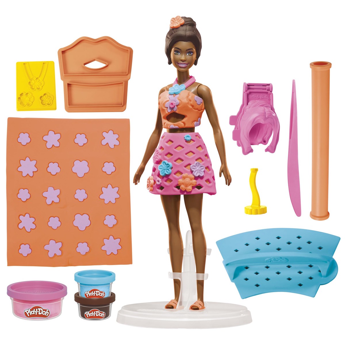 Play-Doh-haakset Barbie op het strand, maak poppenkleertjes met boetseerklei en modeaccessoires, knutselen voor kinderen vanaf 5 jaar