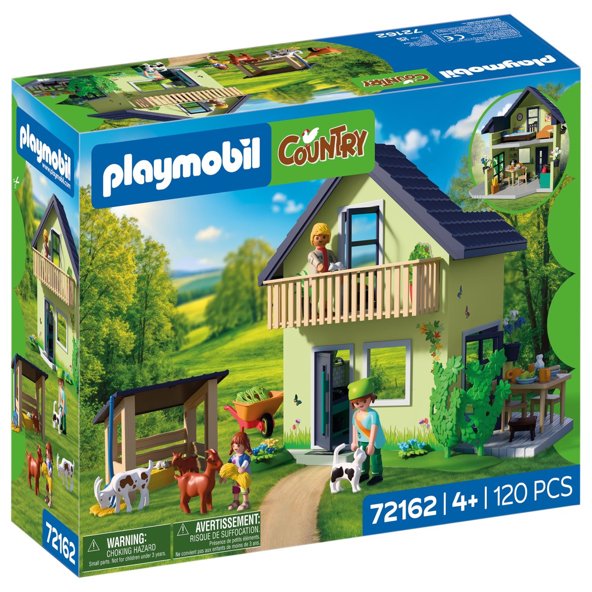 Playmobil | Land | Boerderij | Woonboerderij met balkon, keuken, bedden, dieren en uitgebreide accessoires | Voor kinderen vanaf 4 jaar | 72162