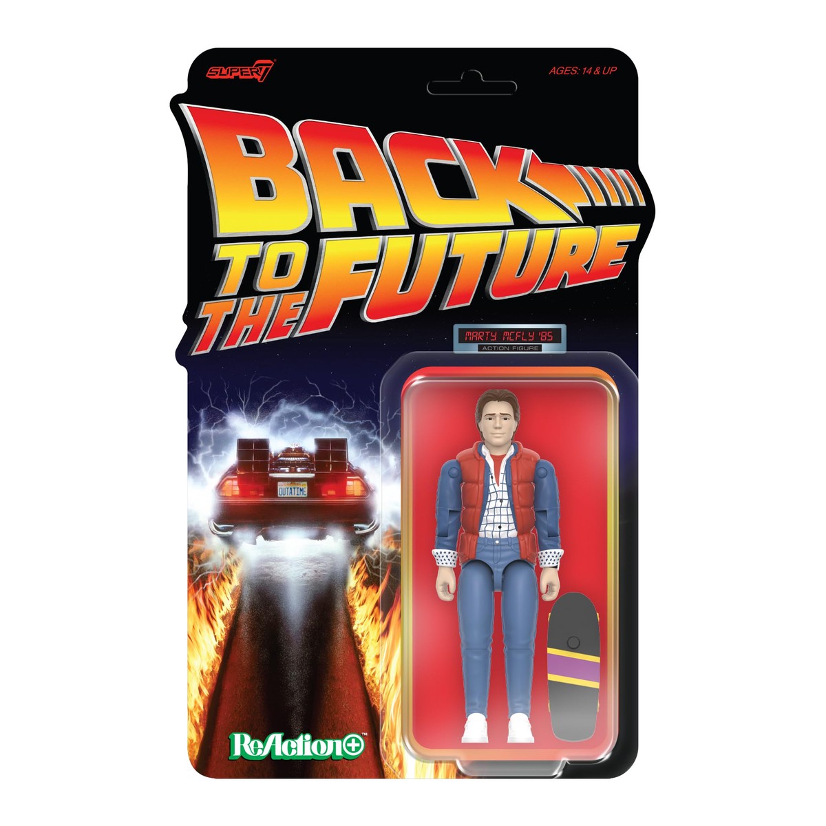 Super7 Reaction+ Marty McFly de Retour vers le futur (1985), Figurine Retour vers le futur de 9,53 cm avec accessoires, objets de collection du film culte des annes 80 et jouets rtro