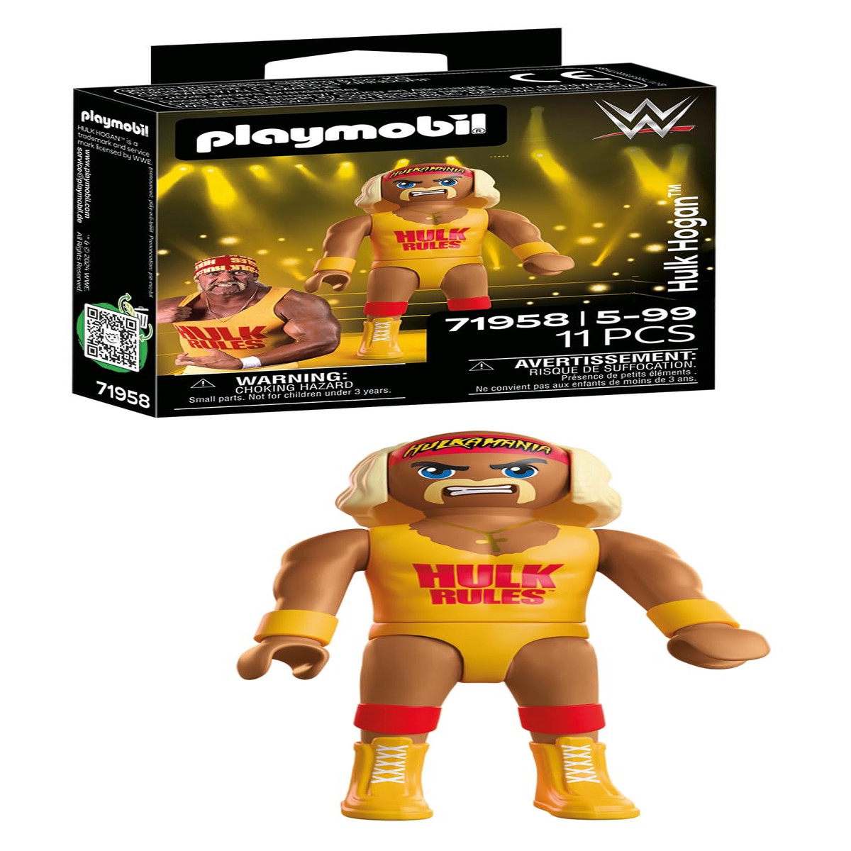 Playmobil | WWE | Hulk Hogan | Legendarische Supersterfiguur met accessoires en displaystandaard | Voor fans vanaf 5 jaar | 71958