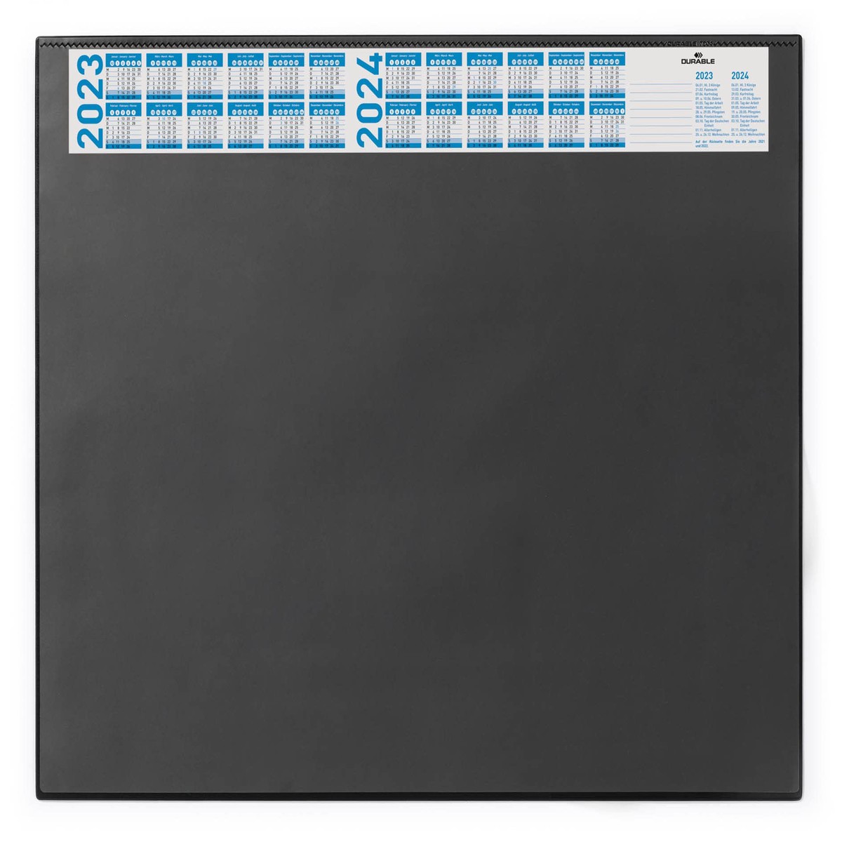 Durable Desk Mat with Annual Calendar Black | 65 x 52 cm | Pack of 1 | Anti-Glare Transparent Overlay Included | Ideal for Offices and Home Offices