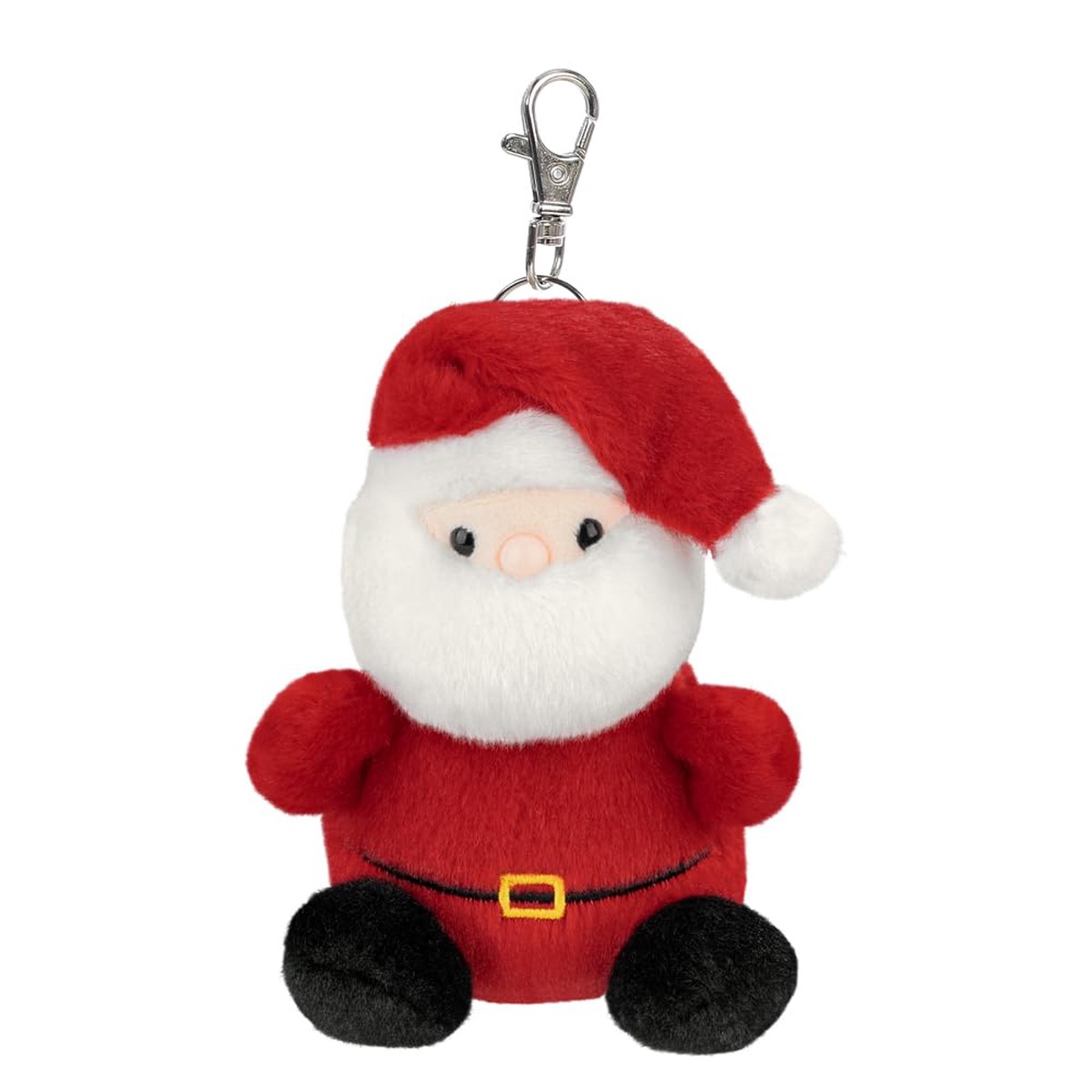AURORA- 61672- Palm Pals Santa Claus Clip-On 10cm Soft Toy – Fun Collectable Plush for Kids and Adult Collectors – Perfect for Christmas Decorations and Gifts – Red