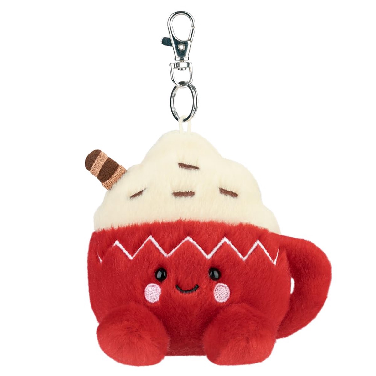 AURORA – 61676 – Palm Pals Cassia Hot Cocoa Clip-On 10cm, Soft Toy – Fun Collectable Plush for Kids and Adult Collectors – Perfect for Christmas Decorations and Gifts – Red