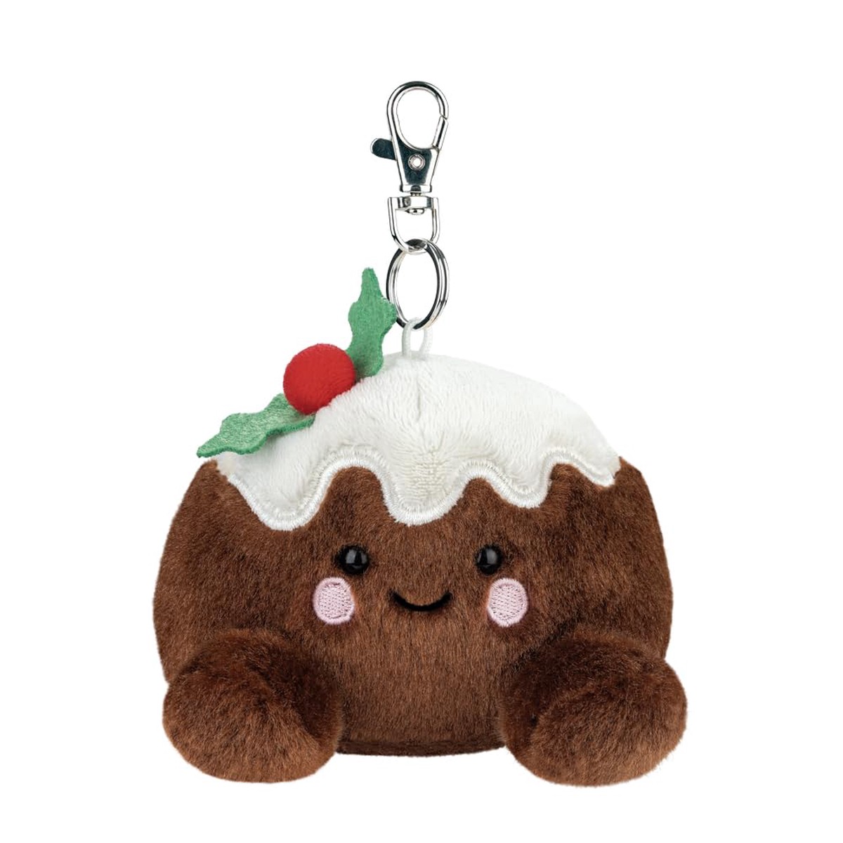 AURORA – 61677- Palm Pals Carol Christmas Pudding Clip-On 10cm Soft Toy – Fun Collectable Plush for Kids and Adult Collectors – Perfect for Christmas Decorations and Gifts – Brown