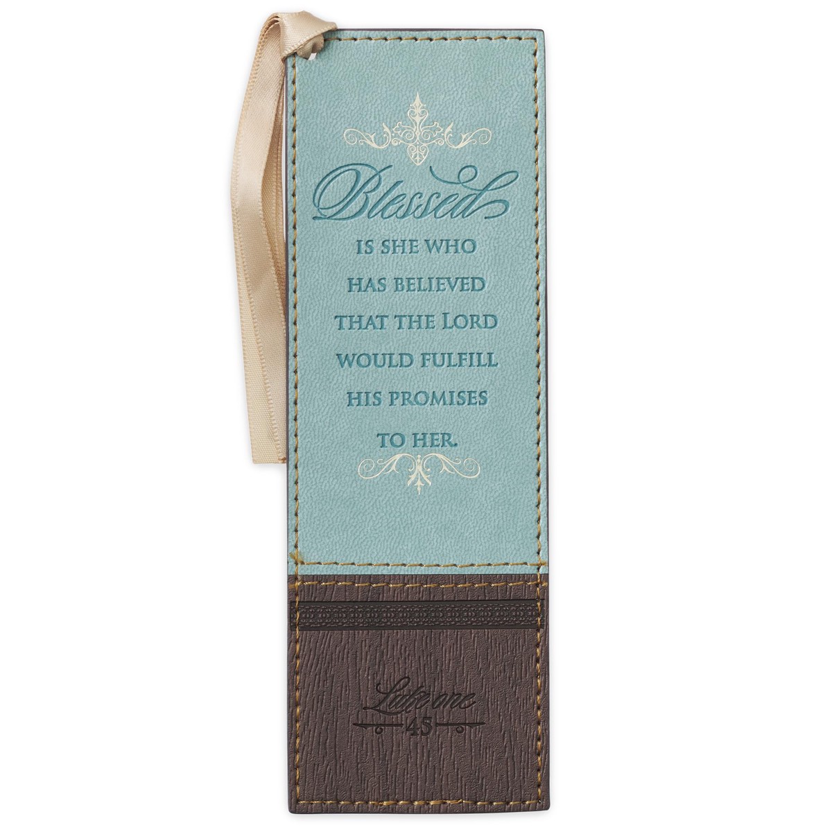 Christian Art Gifts Faux Leather Scripture Bookmark: Blessed is She